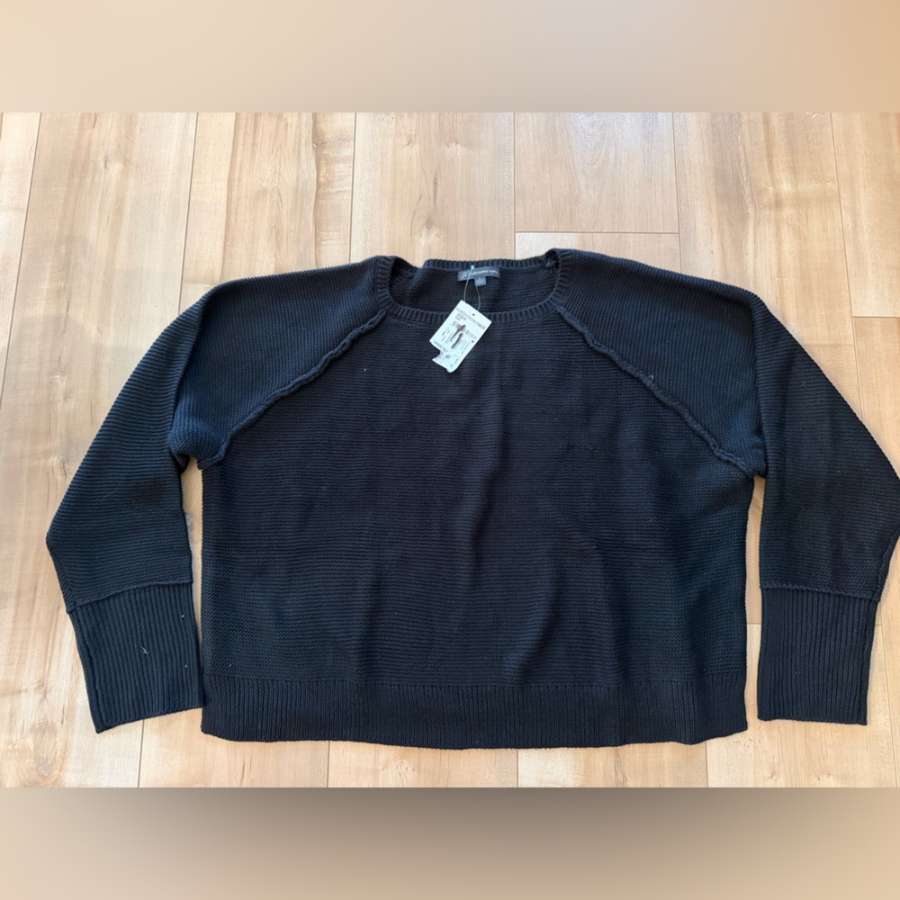 Adrianna Papell Black Crewneck Knit Sweater